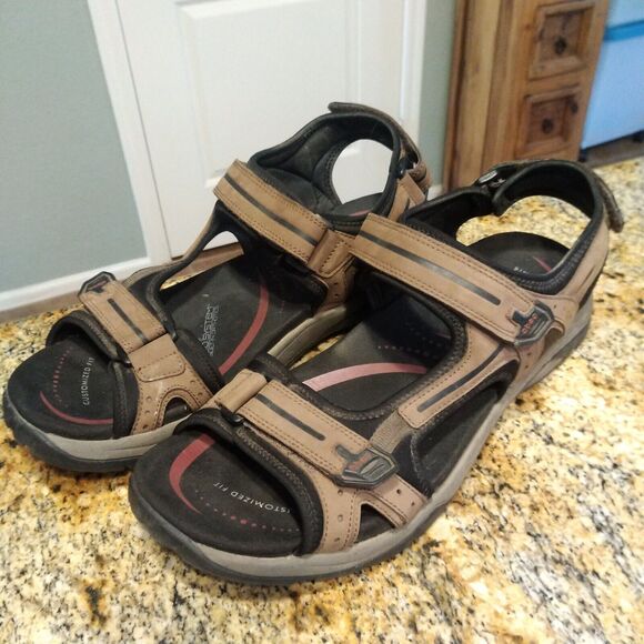 Abeo Men's Cayucos Sport Sandals Brown Size 14 Bio System Leather - Picture 4 of 11
